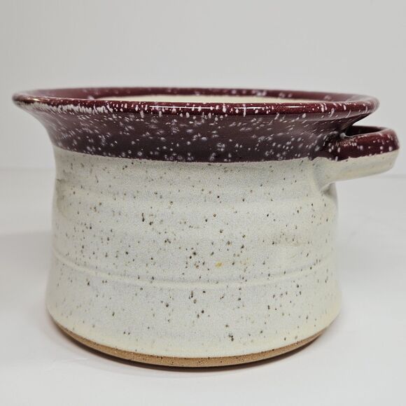 Vtg Stone Handcrafted Pottery Native Soup Bowl Cup Mug Cranberry White Speckled - Picture 11 of 12